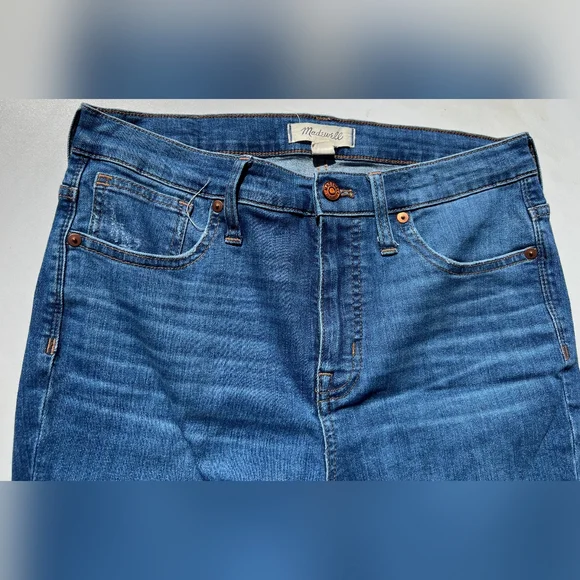 Madewell Blue Distressed Straight Leg Jeans - Picture 4 of 8